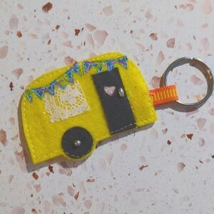 Adventure Awaits Retro Camper Key Fob Handcrafted Felt Applique Cute | New #6